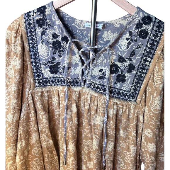 Unsubscribed Cotton Embroidered Mustard Yellow Navy Blue Dress, Size 6 New - Picture 3 of 8